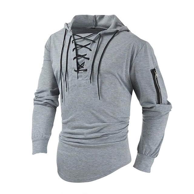 FAIWAD Men's Long Sleeve Drawstring Sweatshirts Drop Shoulder Zip Hooded Sweatshirts Trendy Spring Tops