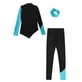 thumbnail image 4 of inhzoy Kids Girls Long Sleeve Figure Skating Tops with Pants Set Training Sports Suit Blue Green 14, 4 of 6