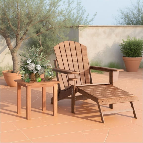 Topcobe Patio Hardwood Square Side Table with Slatted Tabletop, Outdoor Deck Furniture