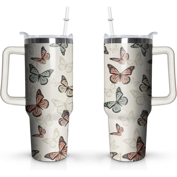Butterfly 40 oz tumbler with handle
