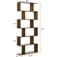 thumbnail image 3 of IFANNY 6 Tier S Shaped Bookshelf, Wooden Open Bookcase w/Anti-Tipping Device, Display Shelf Storage Organizer for Home, Office, Living Room, 31.5 x 9 x 75 inch, 3 of 9