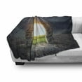 thumbnail image 2 of Fantasy Soft Flannel Fleece Throw Blanket, Mysterious Entrance to New Life Theme with Greenland Wildflowers and Sunbeams, Cozy Plush for Indoor and Outdoor Use, 70" x 90", Green Yellow, by Ambesonne, 2 of 5