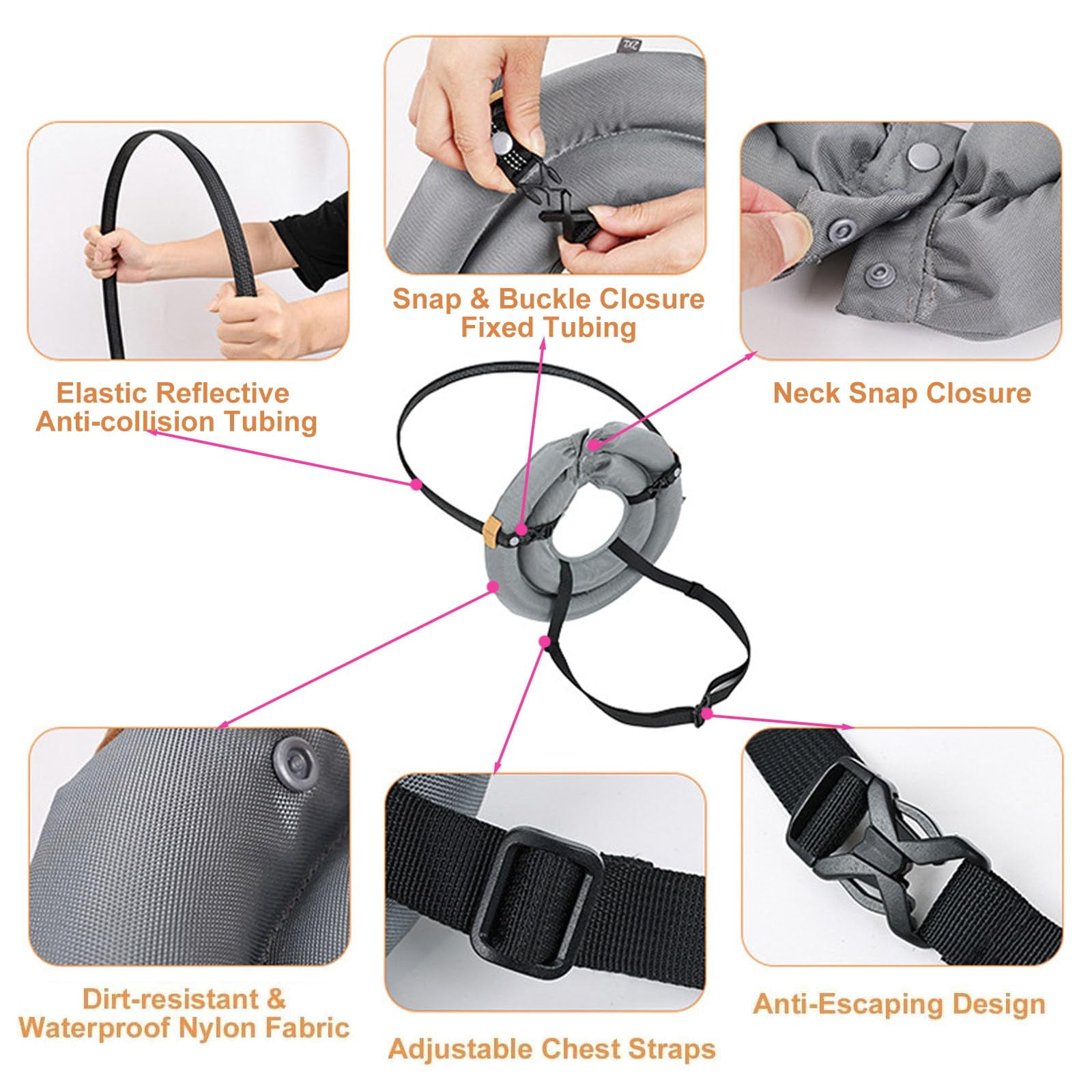 Small Dog Blind Dog Harness Guiding Device, Lightweight Collar for Blind Cat Small Dog, Adjustable Blind Cat Accessories, Pet Anti-Collision Ring Collar for Protective & Build Confidence XS
