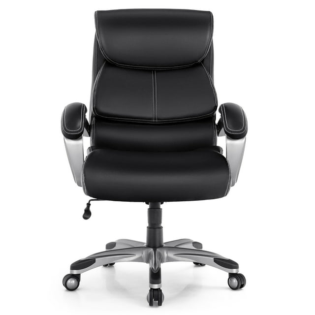 Costway 400LBS Big & Tall High Back Adjustable Swivel Leather Office Chair Black\Brown