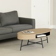 HomeStock Old World Charm Living Room Table, Pale Oak Finish with Ample Storage with Plastic Black Legs, End Table