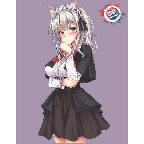 Anime Manga Sketchbook Cute Anime Wolf Girl Neko With Fox S Sexy Maid Suit Cover Blank Paper For Drawing Sketching And Doodling Hand Lett Walmart Com