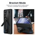 thumbnail image 4 of Dteck for Samsung Galaxy Fold 5 Case with S Pen & Pen Holder, Tempered Glass Screen Protector Hinge Protection PC Case Shockproof Stand Luxury Cover for Galaxy Z Fold 5,Black, 4 of 8