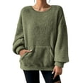 thumbnail image 3 of BLCHUNen Sweatshirts for Women Fleece Plush Fuzzy Long Sleeve Casual Crew Neck Pullover Winter Warm Tops with Pockets, 3 of 8
