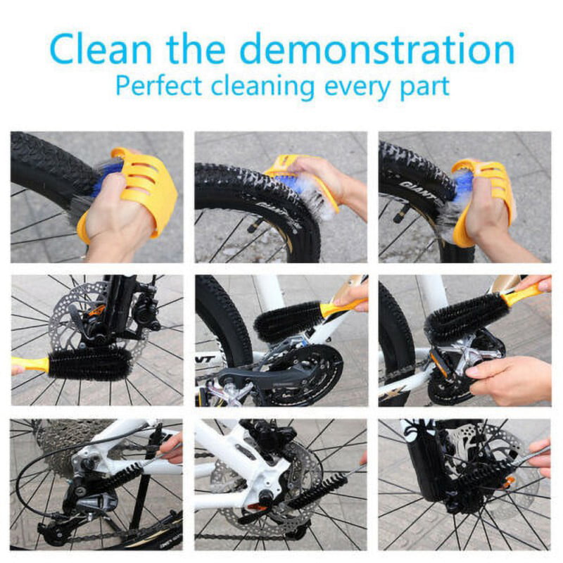 6pcs Professional MTB Road Bike Cleaning Tools Tire Chain Gap Cleaner Brush 
