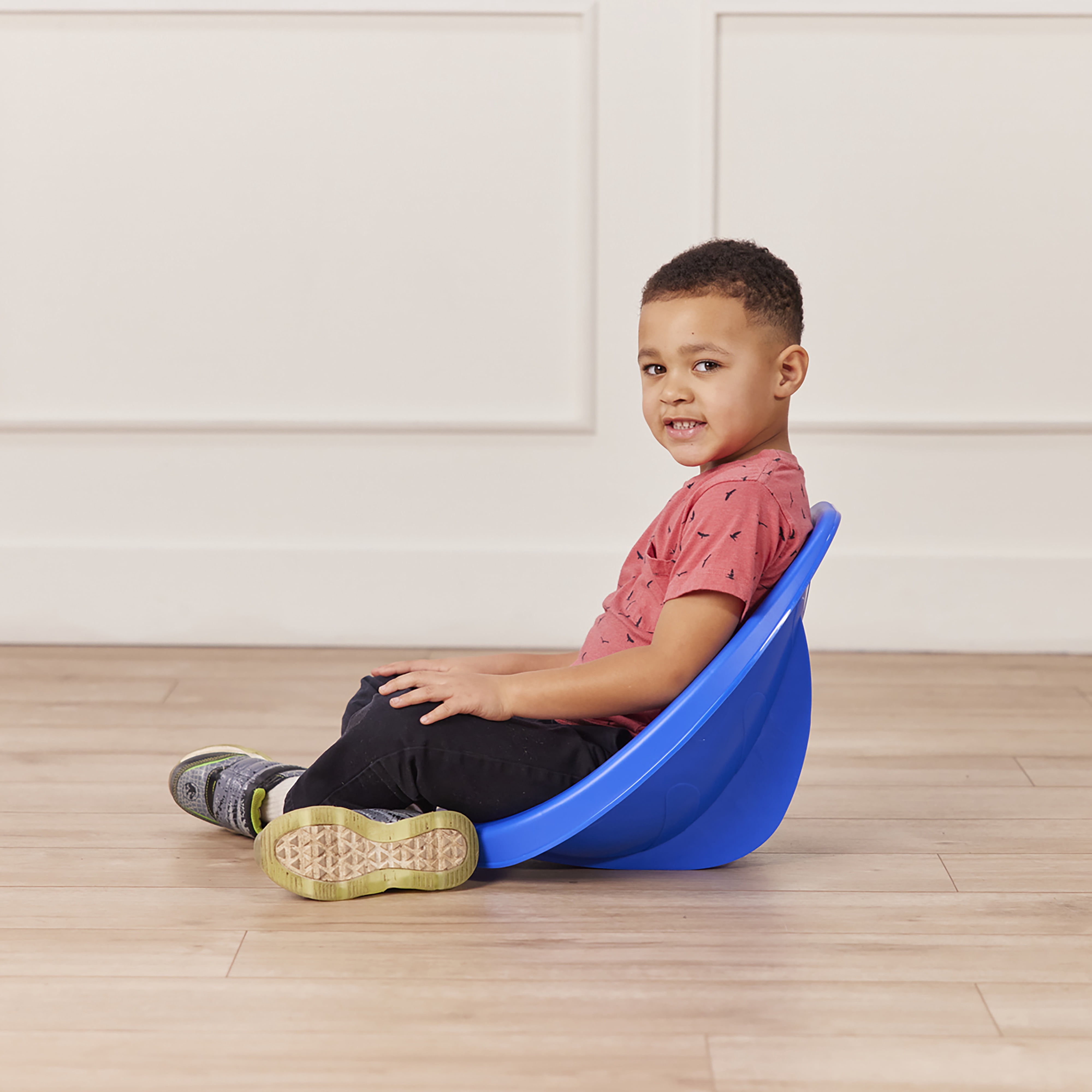 ECR4Kids Plastic Leaf Scoop Floor Rocker Seat, Classroom Furniture, Blue, 6-Piece