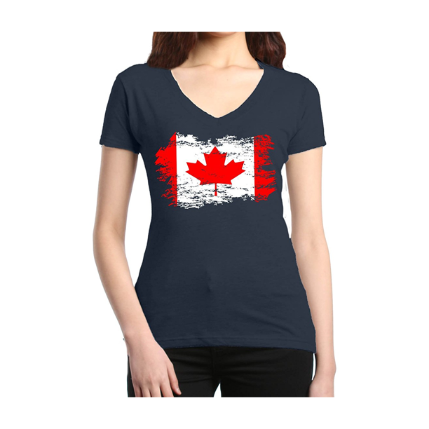 Mom's Favorite - Womens Canada Flag Canadian V-Neck T-Shirt - Walmart ...