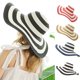 thumbnail image 1 of Sombrero de playa Meidiya para mujer, sombrero de paja a rayas blancas y negras, sombrero de playa flexible, gorra de ala ancha plegable, 1 of 7
