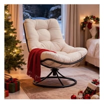 Swivel Accent Chair, 360 Degree Swivel Chair with Soft Thick Cushion and Sturdy Steel Frame, Modern Comfy Lounge Chair for Living Room, Bedroom, Reading Room, Patio, Outdoor, Beige