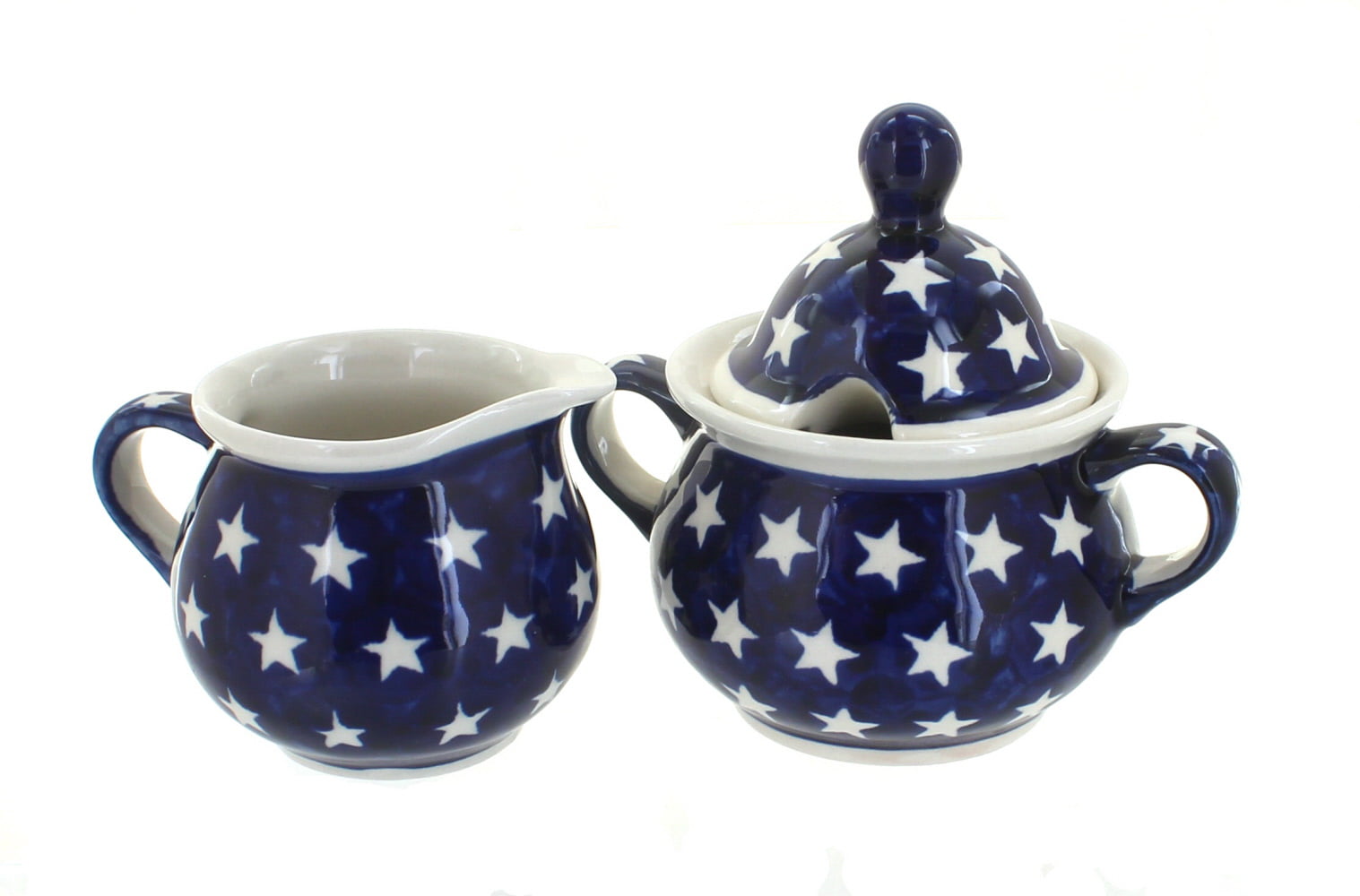 Blue Rose Polish Pottery Stars /& Stripes Cream /& Sugar
