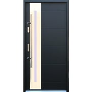 Stainless Steel Modern Entry Door in Black
