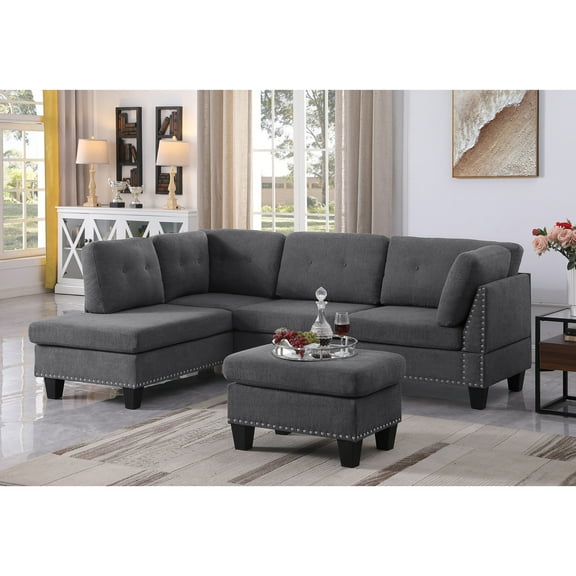 Upholstered Sectional Sofa 3 Piece Modern Living Room Furniture