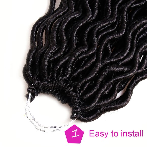 6 Packs Goddess Locs Crochet Hair Wavy Curly Faux Locs Crochet Braids Synthetic Hair Extensions Dreadlocks Crochet Locs Low Temperature Braiding Hair (20" (6 Packs), #2)
