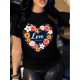 thumbnail image 1 of Women's Breathable Polyester T-Shirt with Heart Print - Casual & Sporty, Short Sleeve, Round Neck for Spring & Summer, 1 of 6