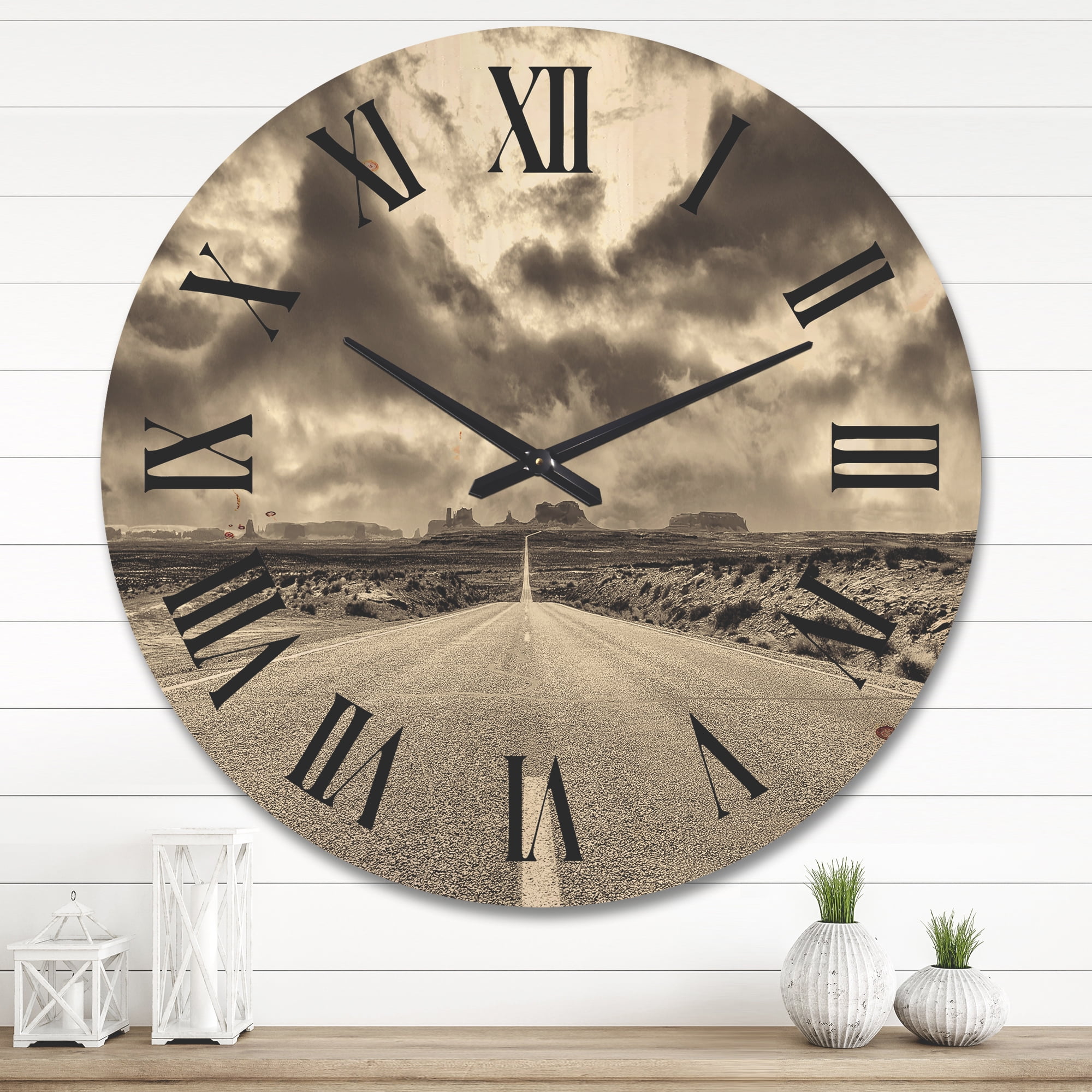 Designart 'The Straight Road To Monument Valley' Traditional Wood Wall Clock