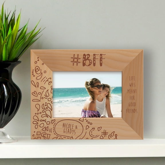 Life Was Meant For Good Friends Personalized Wooden Frame-5" x 3 1/2" Brown Horizontal
