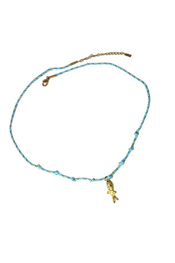 Fish Shape Necklace Stainless Steel Handwoven Rope Chain Adjustable Holiday Jewelry Accessory