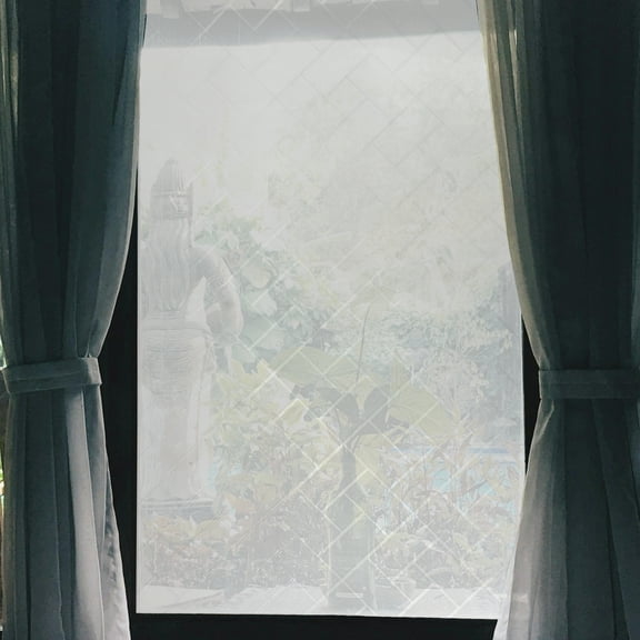 Diagonal Pattern Window Privacy Film Self-adhesive Glass Window Sticker for Home 39.37"L x 17.72"W Clear