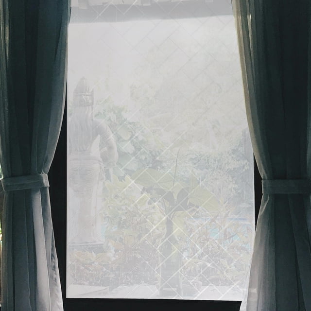 Película de privacidad para ventanas con patrón diagonal, adhesiva para vidrio, adhesivo para el hogar 39.37"L x 17.72"W transparente