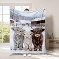 thumbnail image 6 of Highlands Cattle Flannel Blanket, Three-Dimensional Digital Heat Transfer Print, Soft and Cozy Throw for Couch, Bed, Travel, Winter Warmth, Easy Care, Sturdy Design, 6 of 6