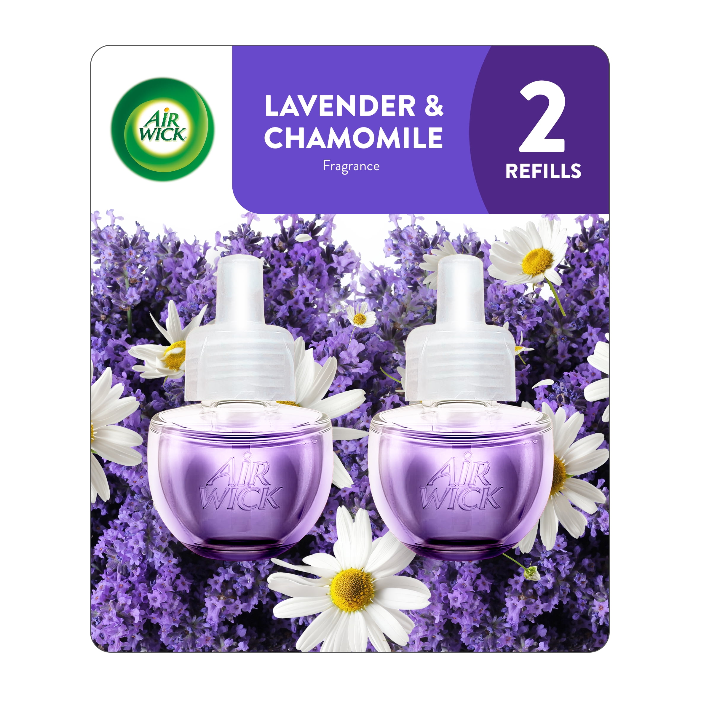 (4 pack) Air Wick Plug-In Scented Oil Warmer Air Freshener Refills, Lavender & Chamomile, 2 Count
