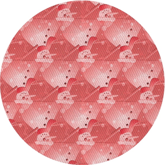 Ahgly Company Machine Washable Indoor Round Transitional Light Coral Pink Area Rugs, 4' Round