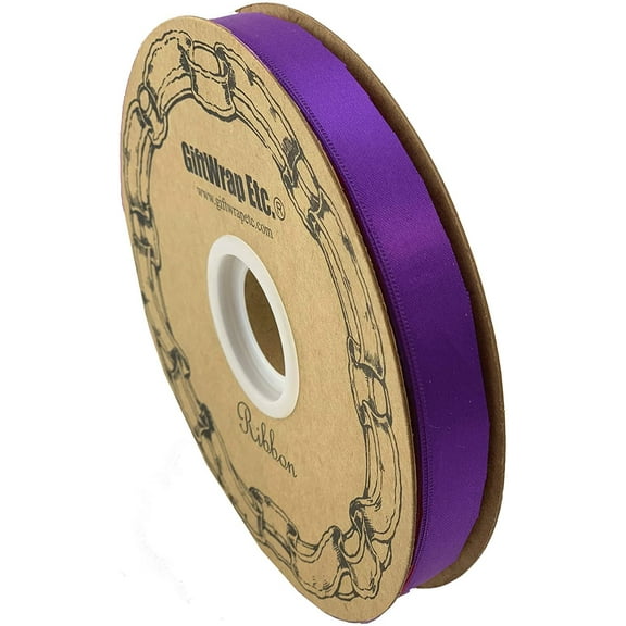 Purple Satin Fabric Decorative Ribbon - 5/8" x 100 Yards, Halloween, Fall, Christmas, Wreath, Mardi Gras