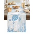 thumbnail image 5 of Sea Turtles Stars Jellyfish Table Runner 13x70in Non-Slip Cotton Linen Table Runners, Retro Marine Life Dresser Scarves TableRunner for Dinner Kitchen Dining Wedding Party, 5 of 9