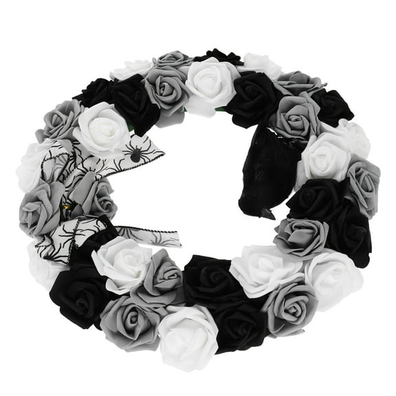 TABLZONE Front Door Wreath Black Decorative Polyester 1Pack