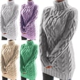 thumbnail image 1 of U.Vomade Women's Turtleneck Chunky Long Sleeve Sweaters Tops Color Block Knitted Pullover Jumper, 1 of 1