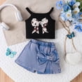 thumbnail image 2 of Gubotare Toddler Girl Tutu Skirt Set Girls Skirt Set Toddler Girl Cute Short Sleeve T-Shirt Tops and Skirt 2 Piece Summer Outfit Clothes 2T 3T (Black,2-3 Years), 2 of 9