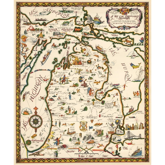 1935 A Map of the Commonwealth of Michigan