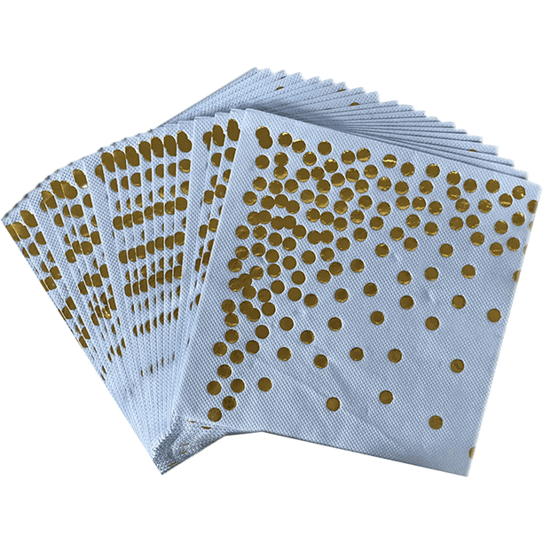 Pretty Beverage Napkin Shiny Rose Gold Design on White Cocktail