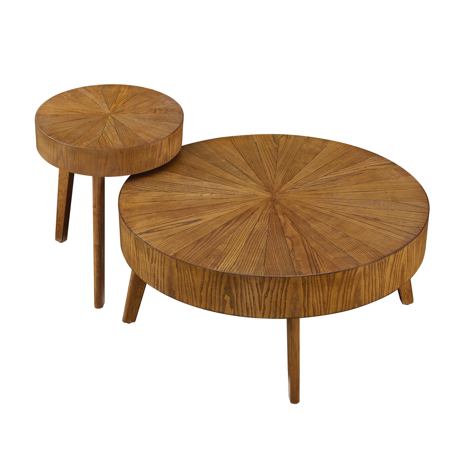 Gexpusm Mid Century Modern Round Wood Coffee Table, Solid Legs