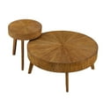 thumbnail image 6 of Gexpusm Round Wood Coffee Table for Living Room, Mid Century Modern Farmhouse Round Coffee Table with Solid Wood Legs, Dark Brown, 6 of 11