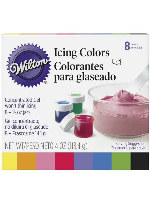 Wilton 8-Piece Gel Food Coloring Set, 4 oz. (Purple, Blue, Green, Black, Yellow, Orange, Pink, Red)