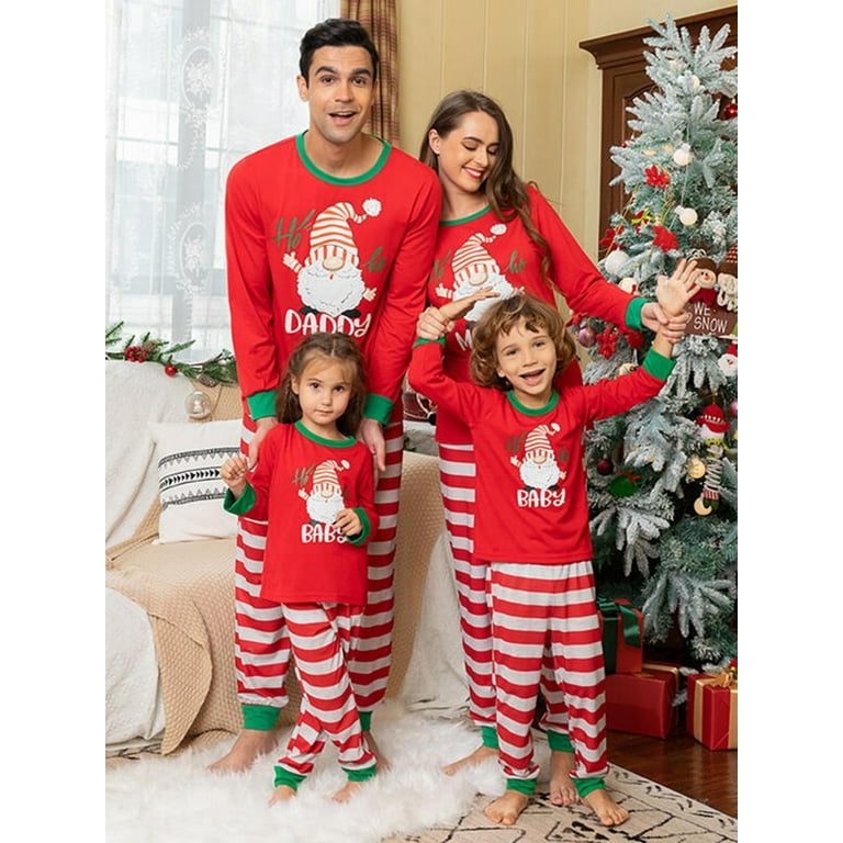 AMILIEe Family Matching Christmas Pajamas Set Santa Claus Sleepwear Xmas PJS Set for Couples and Kids