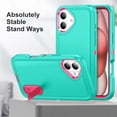 thumbnail image 4 of For iPhone 16 Case With Screen Protector(2pcs) Military Grade Dual Layer Shockproof Phone Case Build With Kickstand Dustproof Drop Proof Protective Cover for iPhone 16 6.3"(Light Blue/Pink), 4 of 8