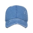 thumbnail image 3 of Toptie Women 3-Stripe Ponytail Baseball Cap Distressed Washed Messy High Bun Ponytail Hat-Blue, 3 of 7