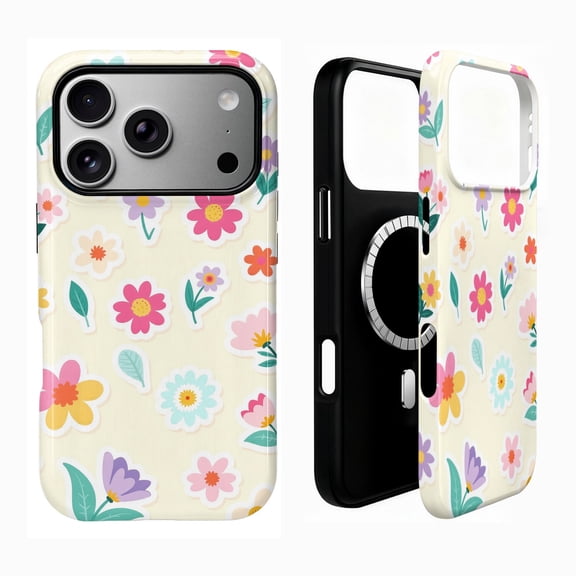 SKLYDDI Cute Pink Floral Case for iPhone 17 Pro Max, Compatible with MagSafe - 206