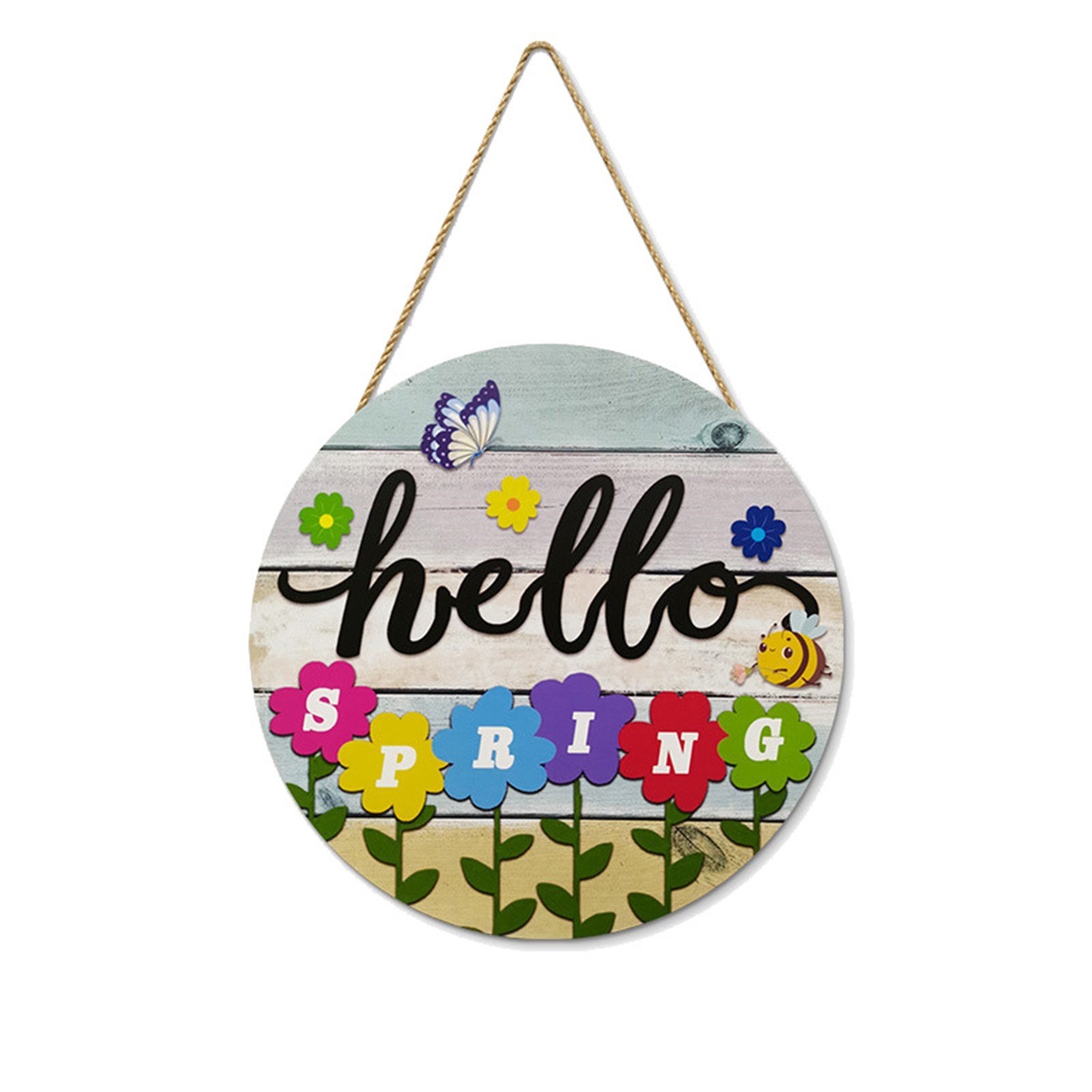 Spring Wreath Decorative Door Sign Wooden Door Sign