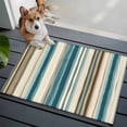 thumbnail image 4 of Turquoise Beige Large Area Rugs for Bedroom Living Room, Soft Non Slip Carpet Bedside Rug, Boho Vertical Stripes Bohemian Retro Rectangular Floor Cover Kitchen Accent Rug 2'x3' for Dining Room/Office, 4 of 9