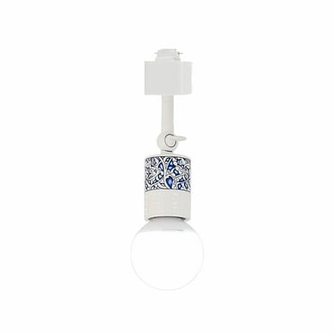 FSLiving Chinese Style Adjustable Angle H-Type Track Head Lighting E26 Base Ceramic Metal Ceiling Light Track Light Fixture for Gallery Loft Office Kitchen,Bulb and Track Not Included - 1 Light