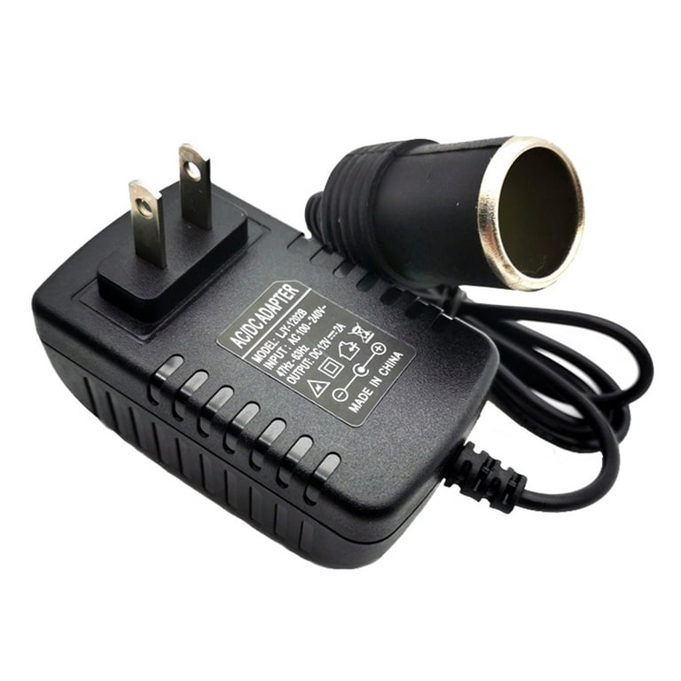 Lomubue Household 110-220V AC to 12V DC Car Cigarette Lighter Adapter  Socket Converter, Black-US Plug