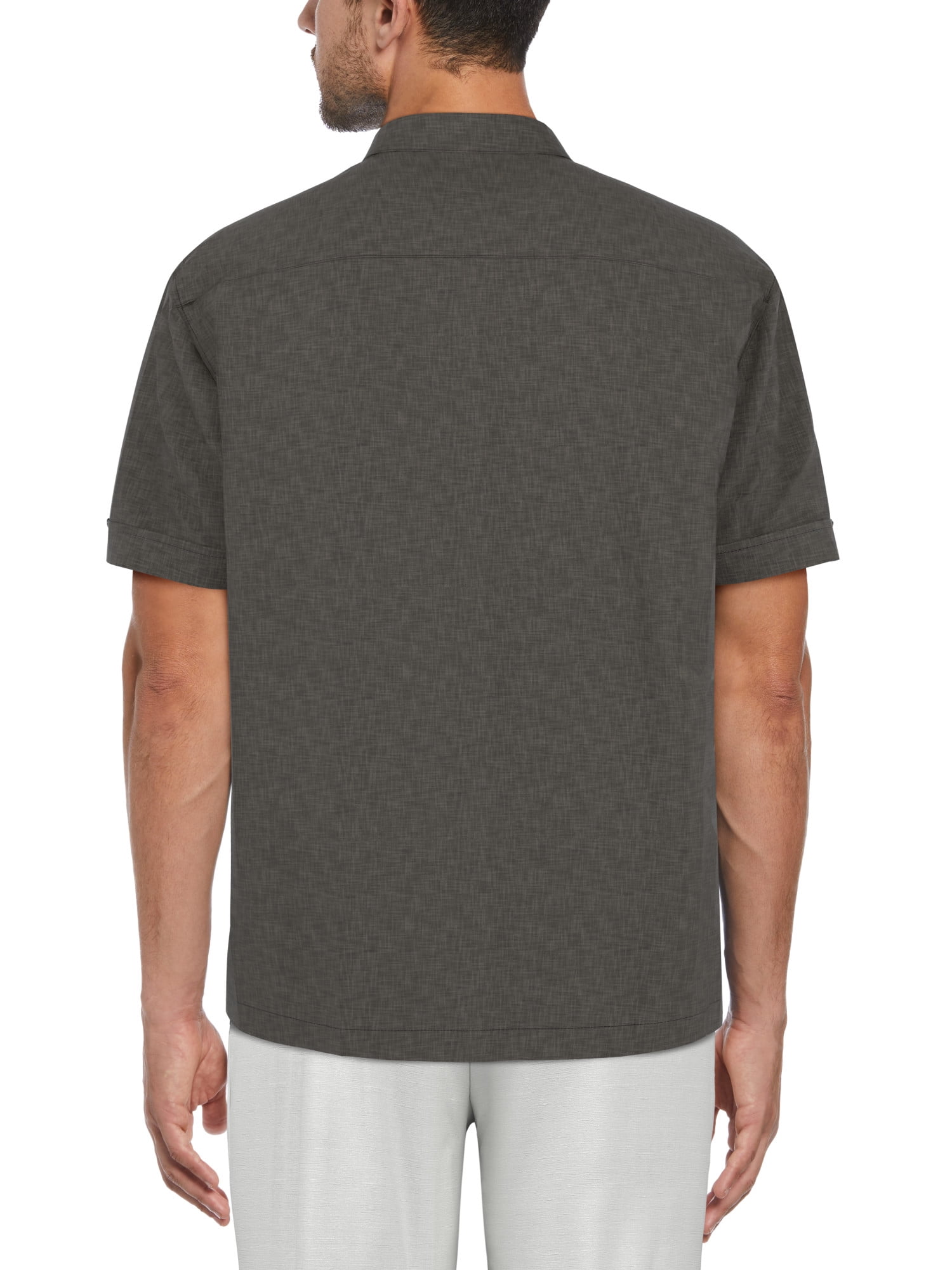 Cafe Luna Men’s and Big Men’s Crosshatch Print Short Sleeve Shirt, Sizes S-5XL