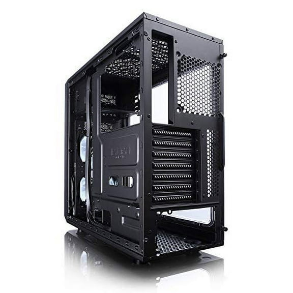 Fractal Design FD-CA-Focus-BK-W Focus G - Mid Tower Computer Case - ATX - High Airflow - 2X Silent ll Series 120mm White LED Fans Included - USB 3.0 - Window Side Panel - Black